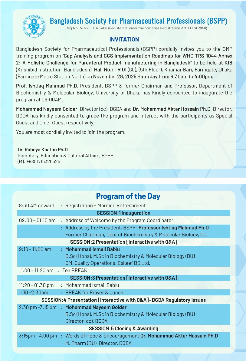 "Gap analysis and CCS implementation roadmap for WHO TRS 1044-ANNEX 2: A holistic challenge for parenteral product manufacturing in Bangladesh"